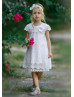 Cap Sleeve Ivory Lace Flower Girl Dress Baptism Dress
